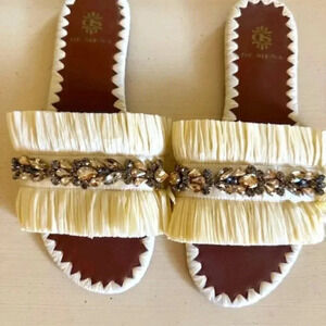 De Siena for Anthropologie Bejeweled Ivory Slides